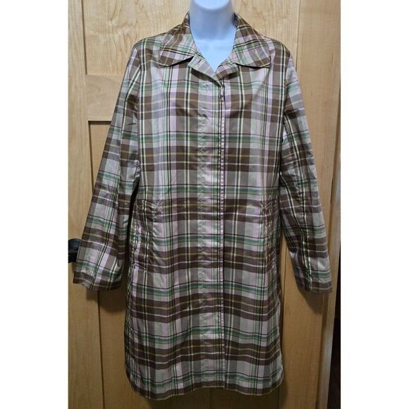 Vintage Brown & Pink Plaid Button-Front Coat Gap sz M - Picture 2 of 10